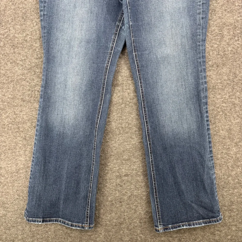 Time and Tru Womens High Rise Bootcut Distressed Jeans Blue Size 10 Petite Ankle